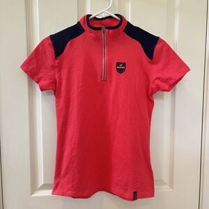 Decathlon Fouganza Kids' Horse Riding Short-Sleeved Zip Polo Shirt 500 Size 14